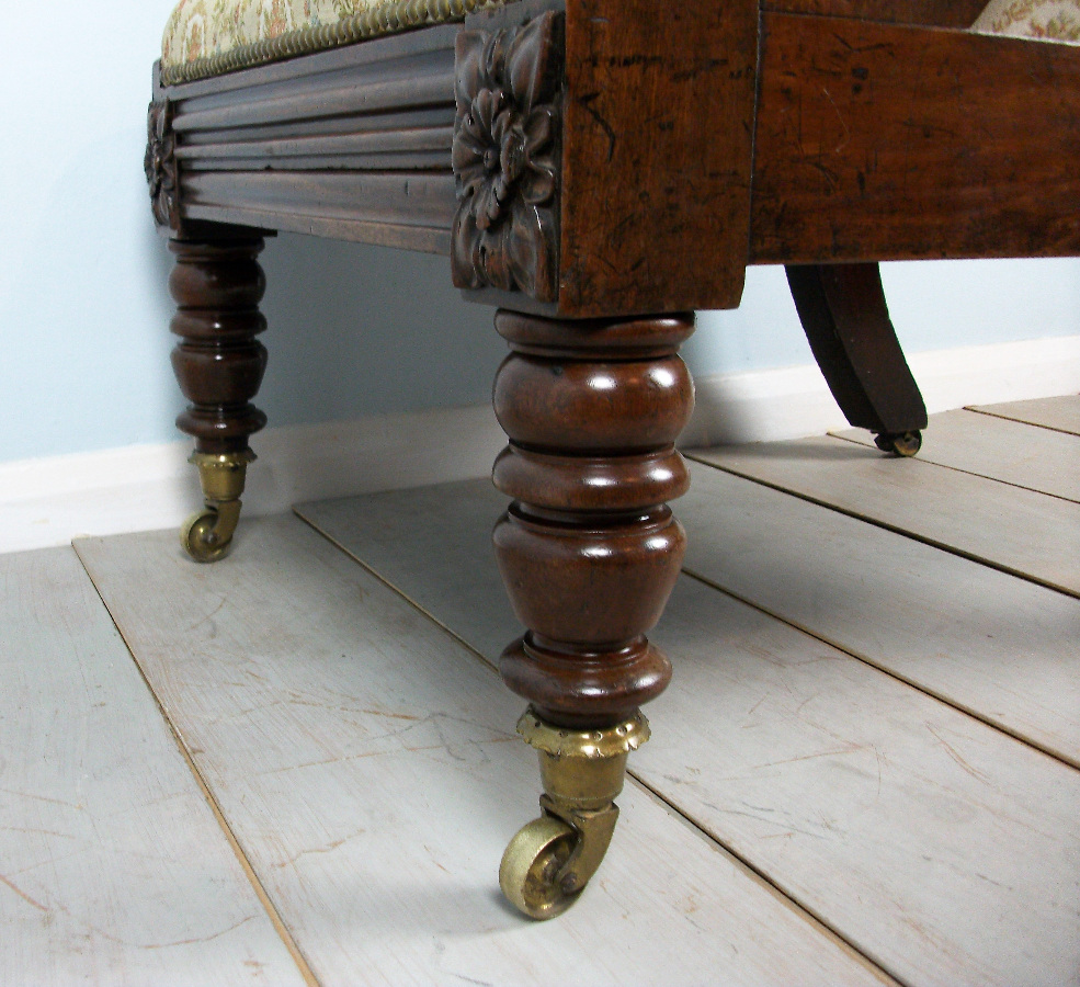 Antique Reclining Mahogany Library Armchair